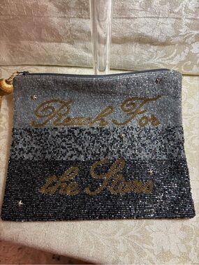 Smithsonian Beaded 'Reach For the Stars' Pouch/Clutch with Gold Tassel